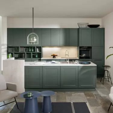 Kitchen connected to living room