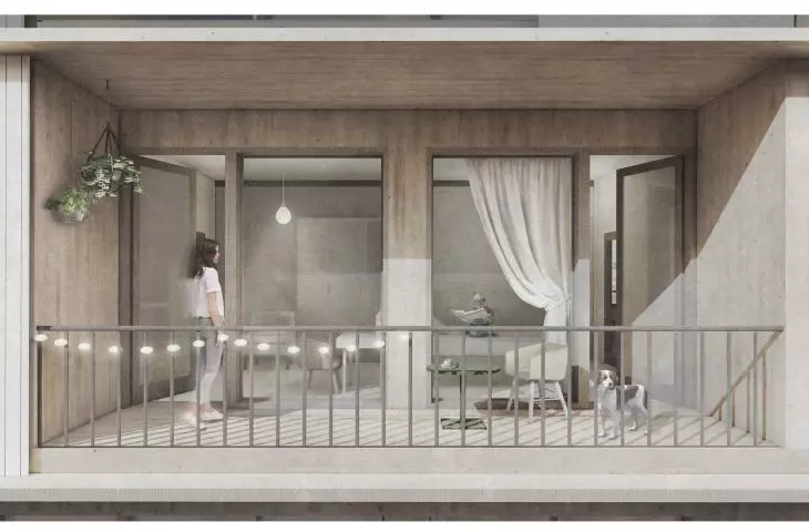 Loggia of the designed building