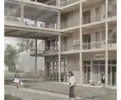 On the first floor there are commercial premises and common spaces