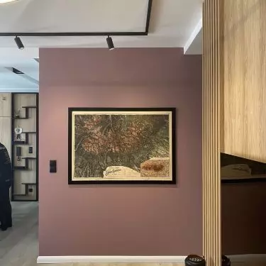The historical map became the inspiration for the use of copper color in the interior