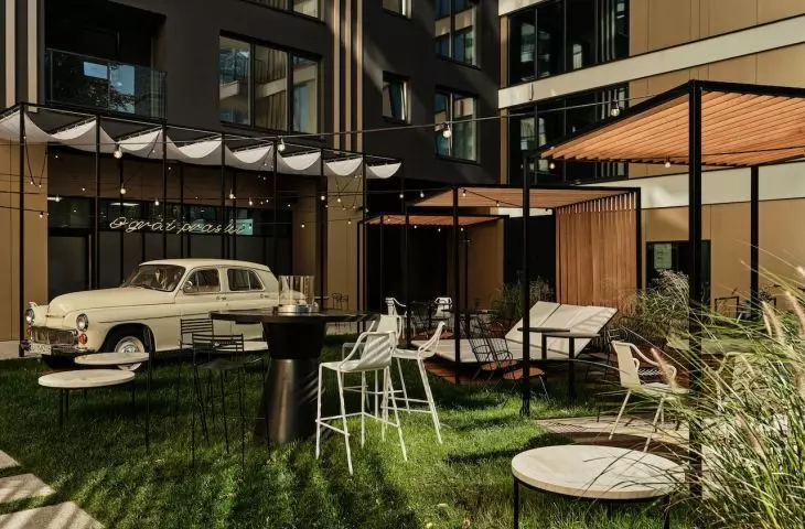 Outdoor garden with limousine Warsaw