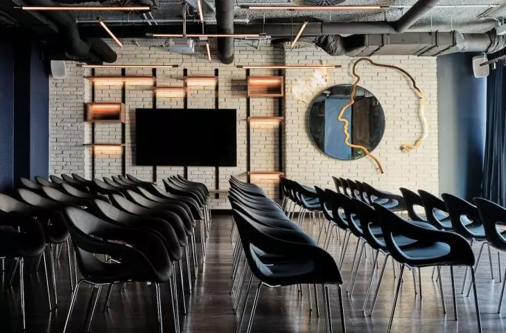 One of the conference rooms, a profile of Frederic Chopin on the wall