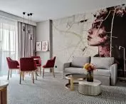 Family apartment with accents of red