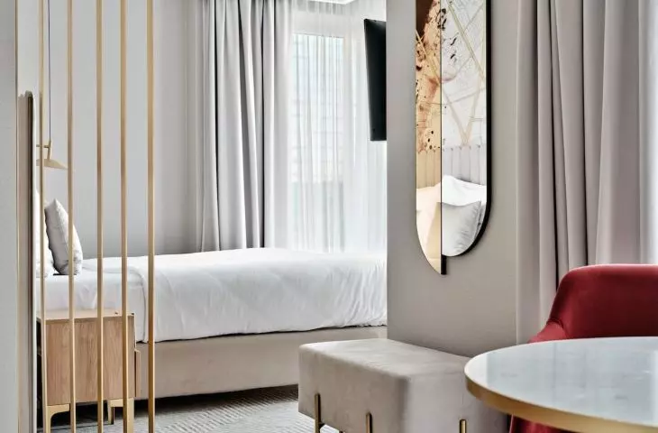 Bright interior of one of the hotel rooms