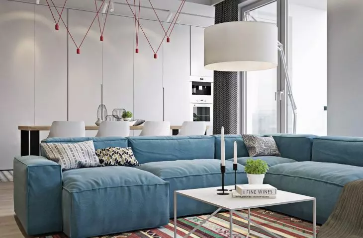 Combining kitchen and living room saves space