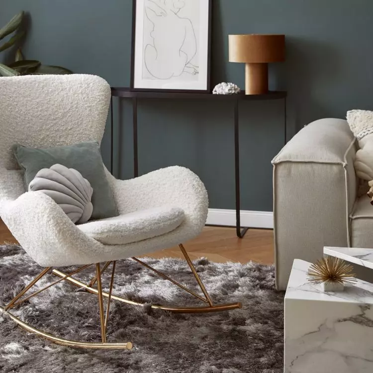 Armchair with bouclé wool