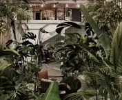Indoor garden with café