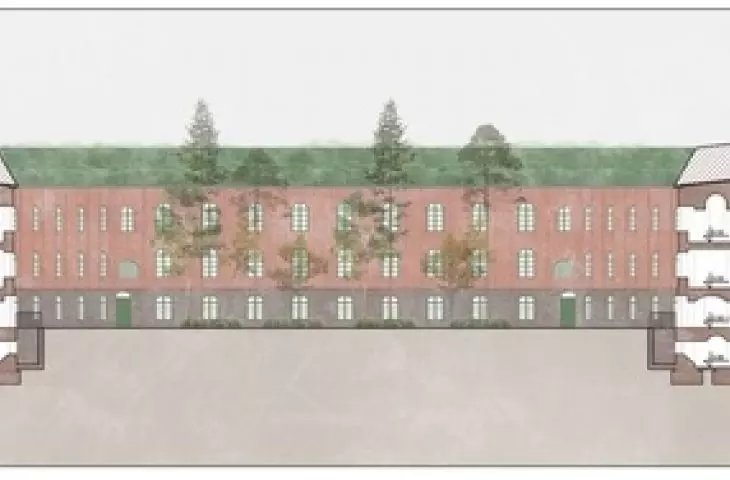 Adaptacja Fortu św. Jakuba w Toruniu, przekrój A-A