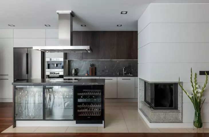 The centerpiece of the kitchen is the island