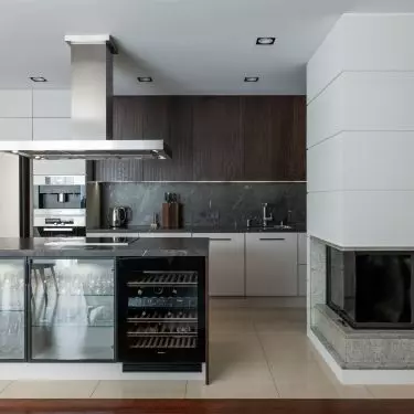 The centerpiece of the kitchen is the island