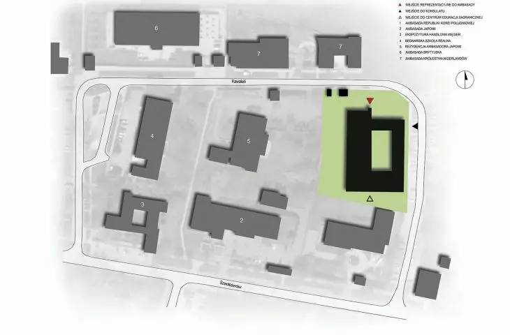 Projekt nowej Ambasady Królestwa Norwegii w Warszawie, sytuacja