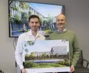 Prezentacja projektu w ambasadzie, od lewej: Piotr Blicharz i ambasador Anders H. Eide