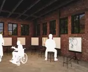 Inside, there is space for workshops
