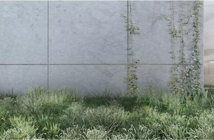 Stone slabs were used on the facade