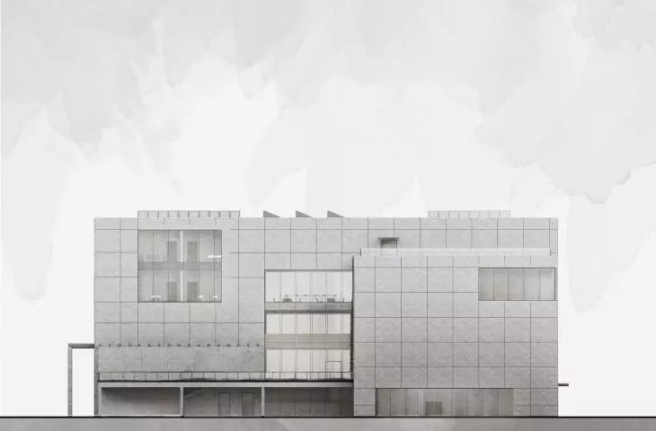 Design of the Center for Intercultural Dialogue, south elevation