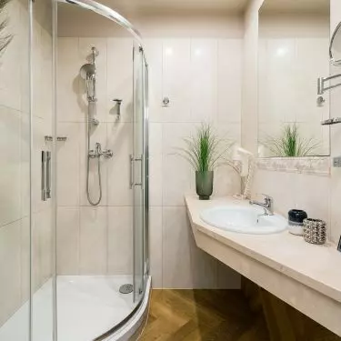 The bathroom also used panels