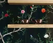 patterned wall in the kitchen