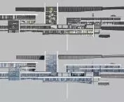 Projekt Centrum badań, elewacja w ciągu dnia i w nocy