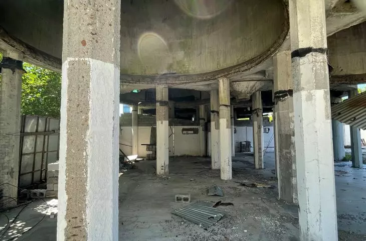 Interior of a ruined silo