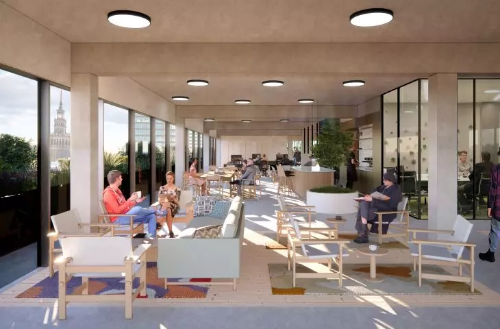 Ostatnie piętro to przestrzeń do m.in. coworkingu