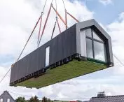  Transportation and installation of the Sagitta house manufactured using steel frame technology at the QMODULAR factory