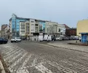 View of the site for the apartment building from the Intermodern Square