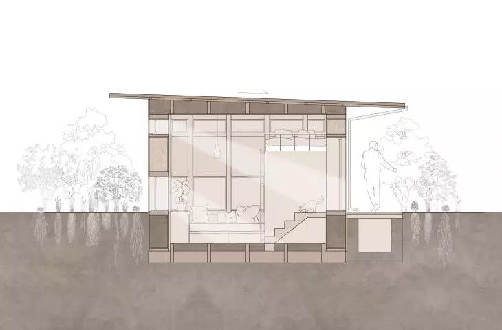 Grounded House, cross-section B-B
