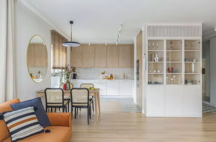 The kitchen was decorated in neutral colors