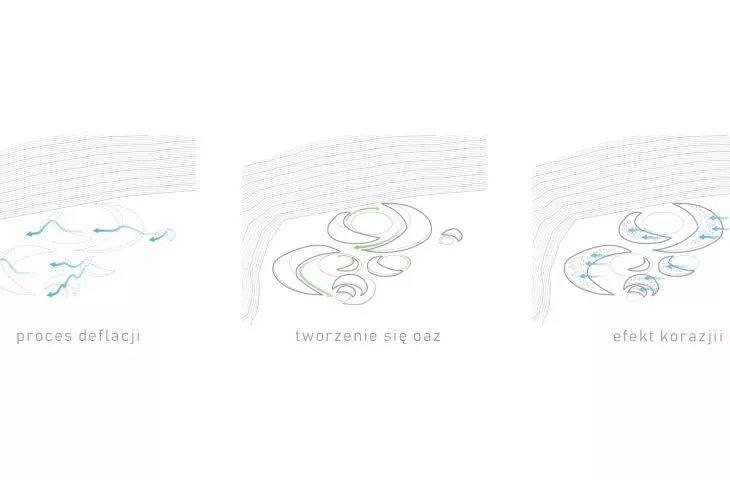 Diagram showing the formation of oases