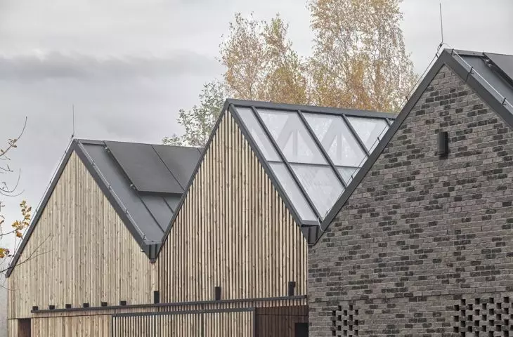 The inner patio is covered by a glass roof