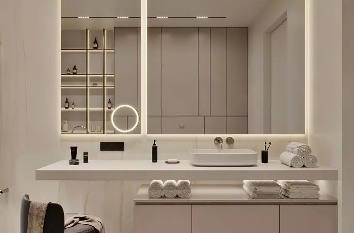 Bathroom in the color scheme of Vanilla Girl Aesthetic