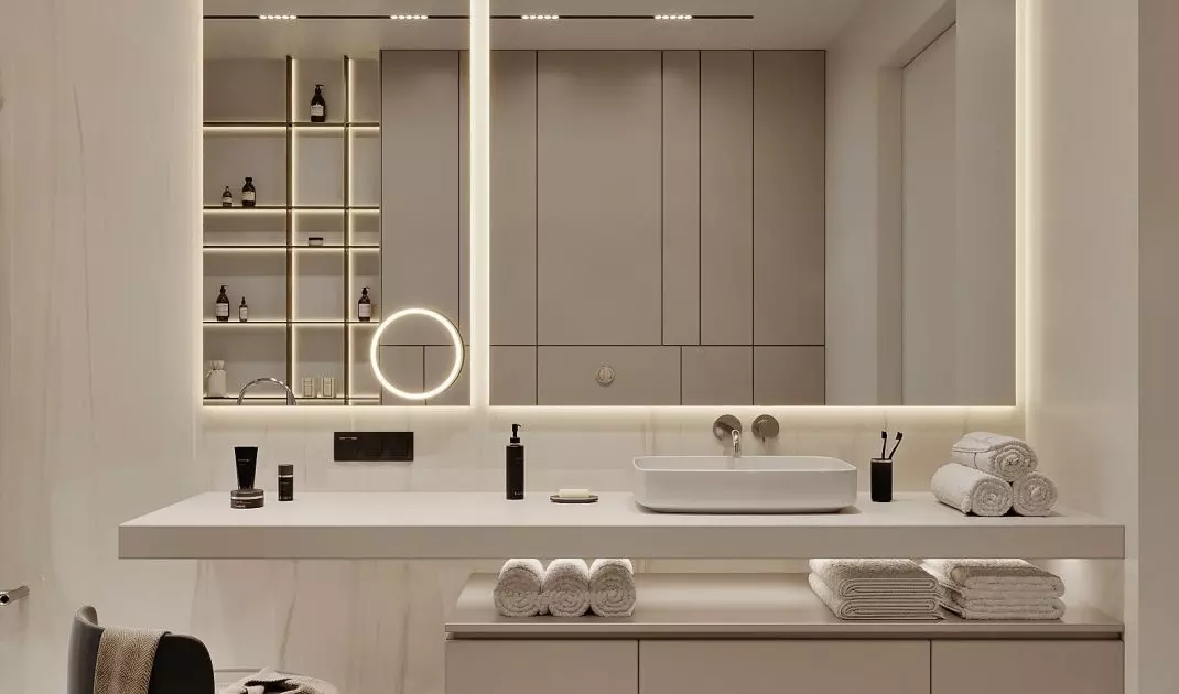 Bathroom in the color scheme of Vanilla Girl Aesthetic