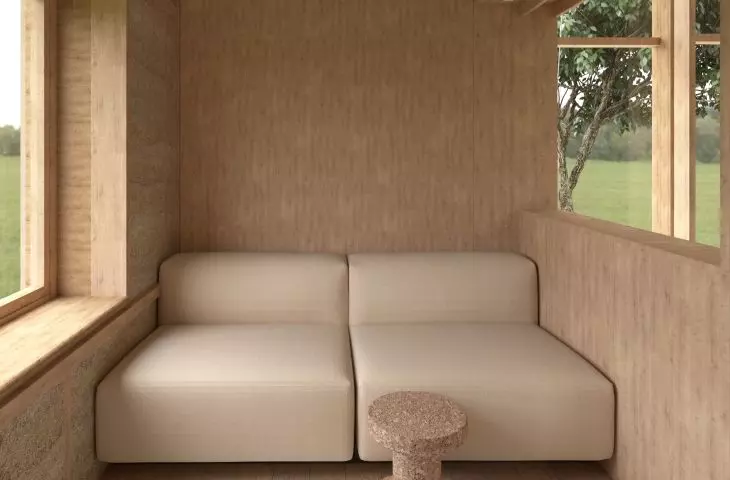 The double bed during the day is tucked away in a closet, and the two single beds in a platform