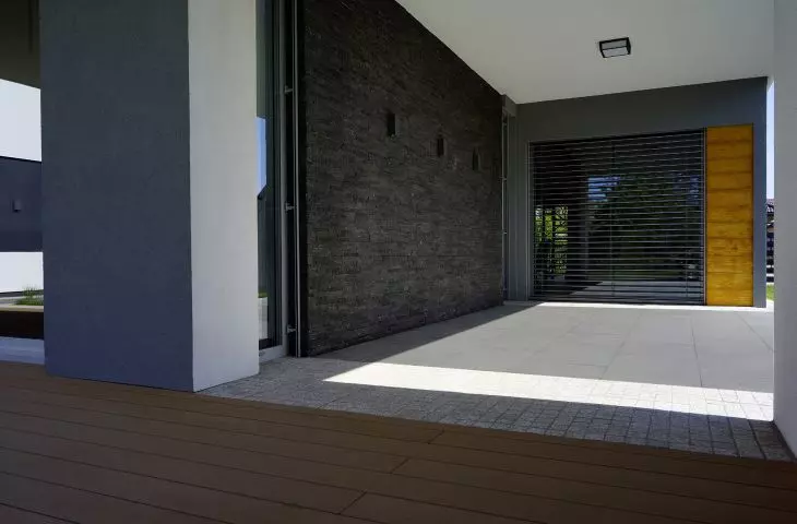 Dark gray granite terrace tiles