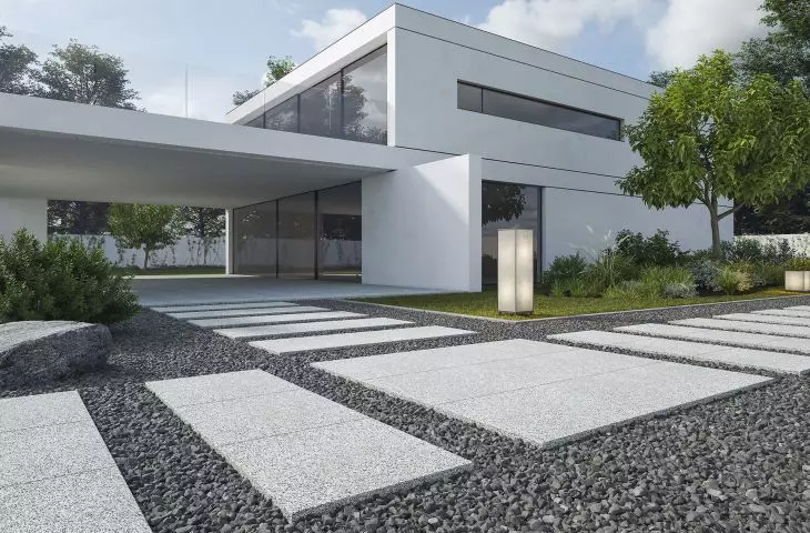 Granite grey paving slabs