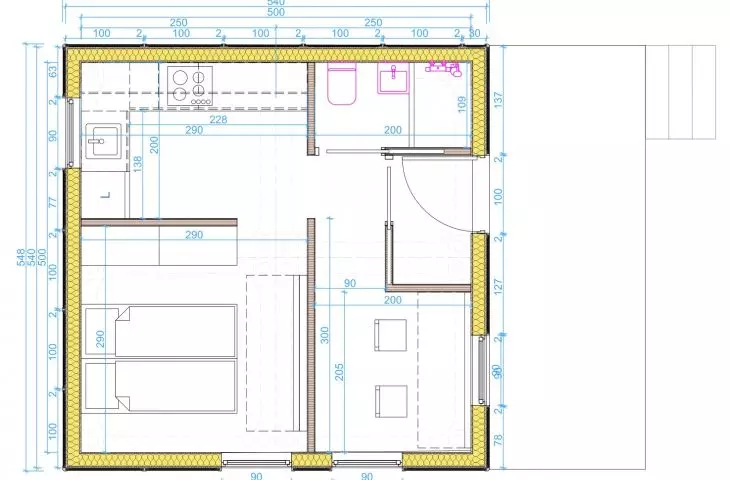 Projekt system Nomad, rzut budynku dwuosobowego