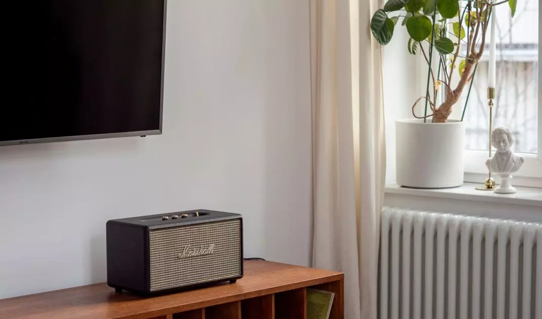 There is a vinyl cabinet in the living room
