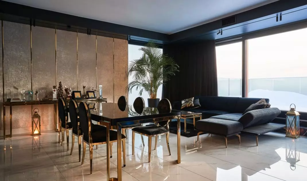The living room is a large open space