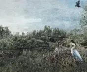 Visualization of the fourth time study, year 2322; the object returns to nature