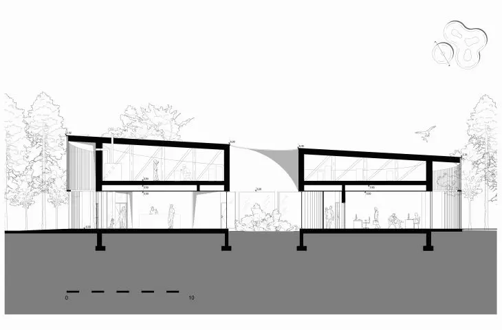Centrum Rehabilitacji Fok Bałtyckich, przekrój strefy edukacyjnej