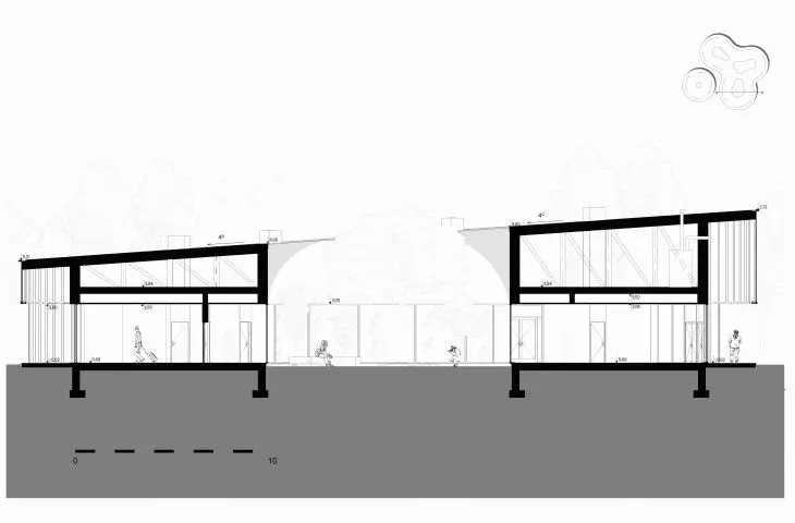 Centrum Rehabilitacji Fok Bałtyckich, przekrój części rehabilitacyjnej 