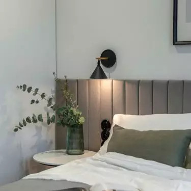 Upholstered bed headrest