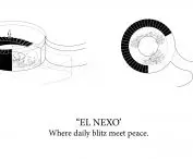 Aksonometria przestrzeni „El Nexo”