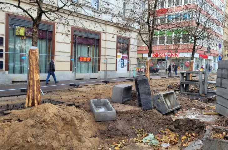 27 Grudnia Street in Poznań, reconstruction, December 2022.