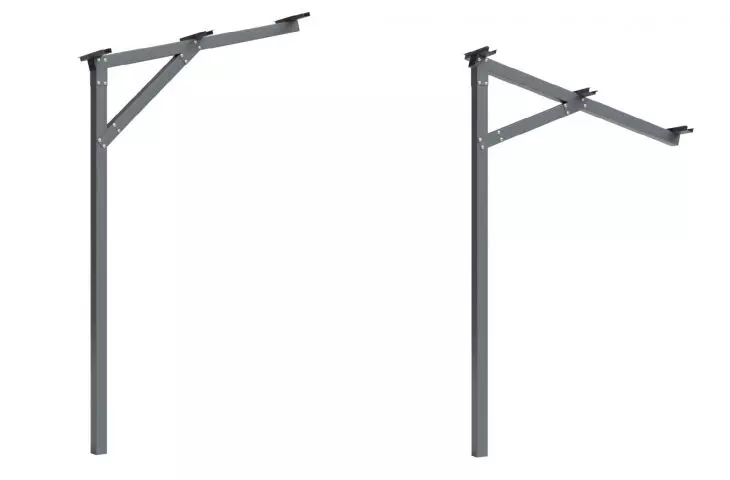 Poles with preparation for installation of photovoltaics in 2 available variants (directed upwards and downwards).
