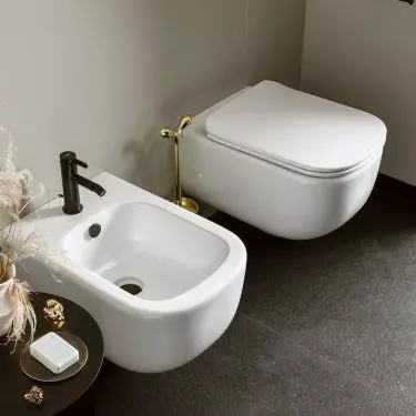 Black fixtures were used in the bathroom