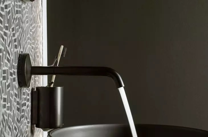 The toilet resembles a black casket
