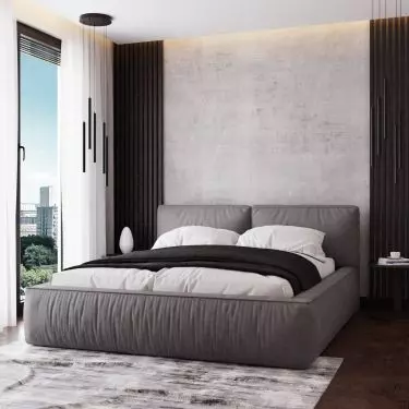 Bed with soft headrest and with removable Velcro-mounted Fluffy cover