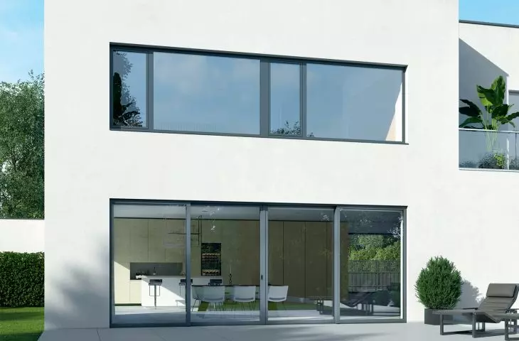 Sliding windows and doors in a modern building