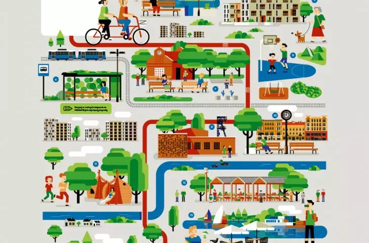NIEMAPA. Miasto dobrych rozwiązań, wydawnictwo Mamy Projekt, ilustracje Maciej Blaźniak (Ładne Halo)